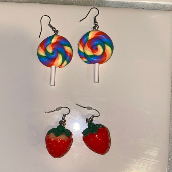 Colorful Lollipop and Strawberry Earrings - Picture 3 of 3